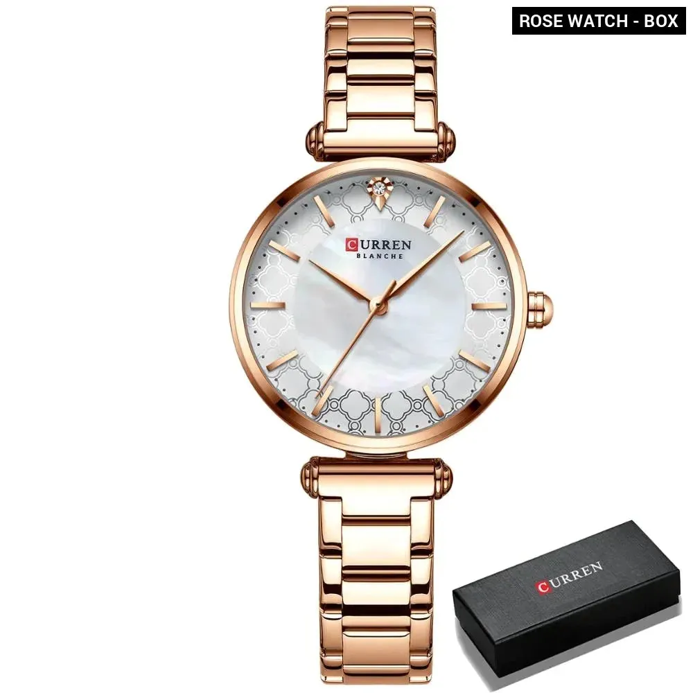 Elegant Thin Quartz Stainless Steel Wristwatch for Women