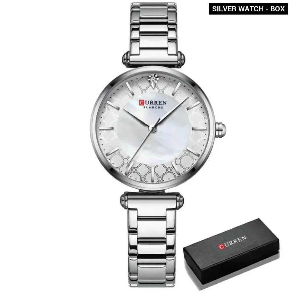 Elegant Thin Quartz Stainless Steel Wristwatch for Women