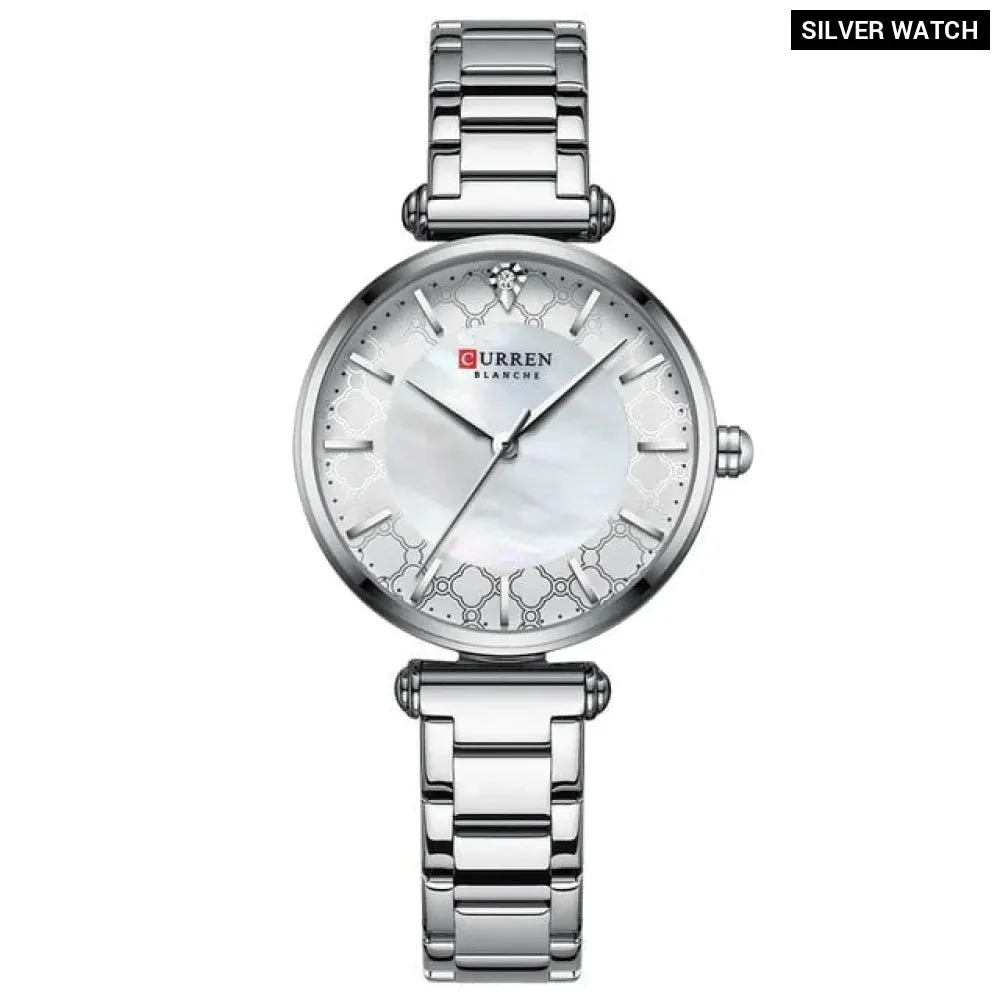 Elegant Thin Quartz Stainless Steel Wristwatch for Women