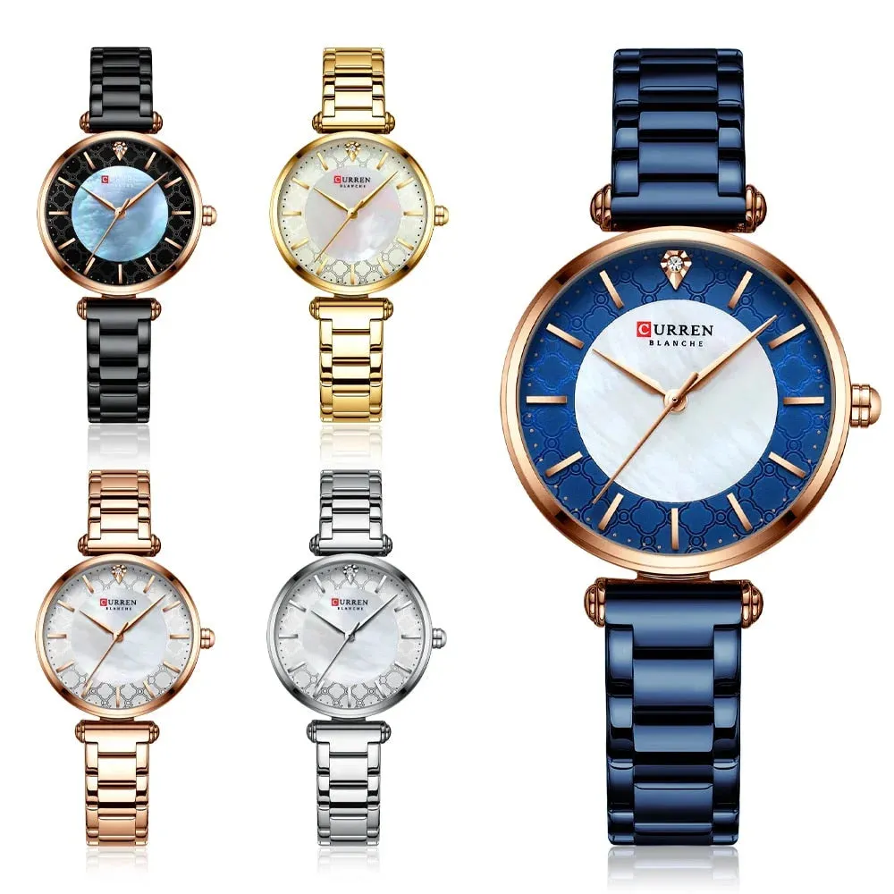 Elegant Thin Quartz Stainless Steel Wristwatch for Women