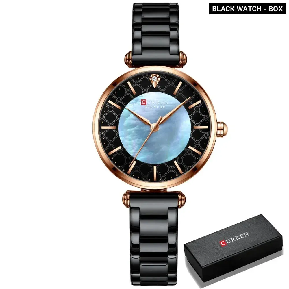 Elegant Thin Quartz Stainless Steel Wristwatch for Women