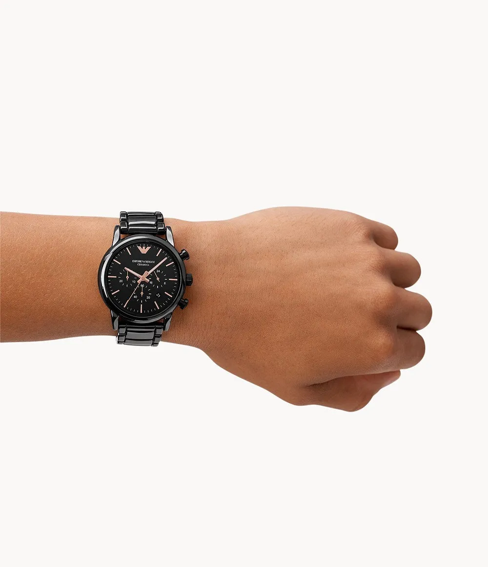 Emporio Armani Men’s Chronograph Quartz Stainless Steel Black Dial 43mm Watch AR1509