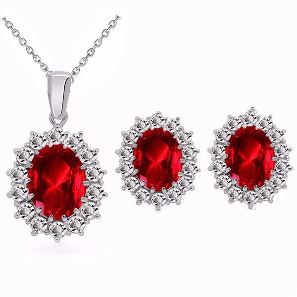 Fashion Blue Crystal Stone Wedding Jewelry Sets For Brides Silver Color Necklace Set For Women African Jewelry Sets & More