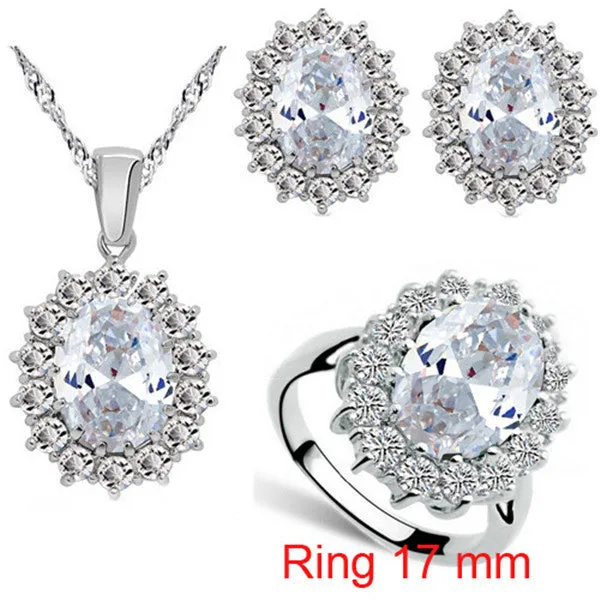 Fashion Blue Crystal Stone Wedding Jewelry Sets For Brides Silver Color Necklace Set For Women African Jewelry Sets & More