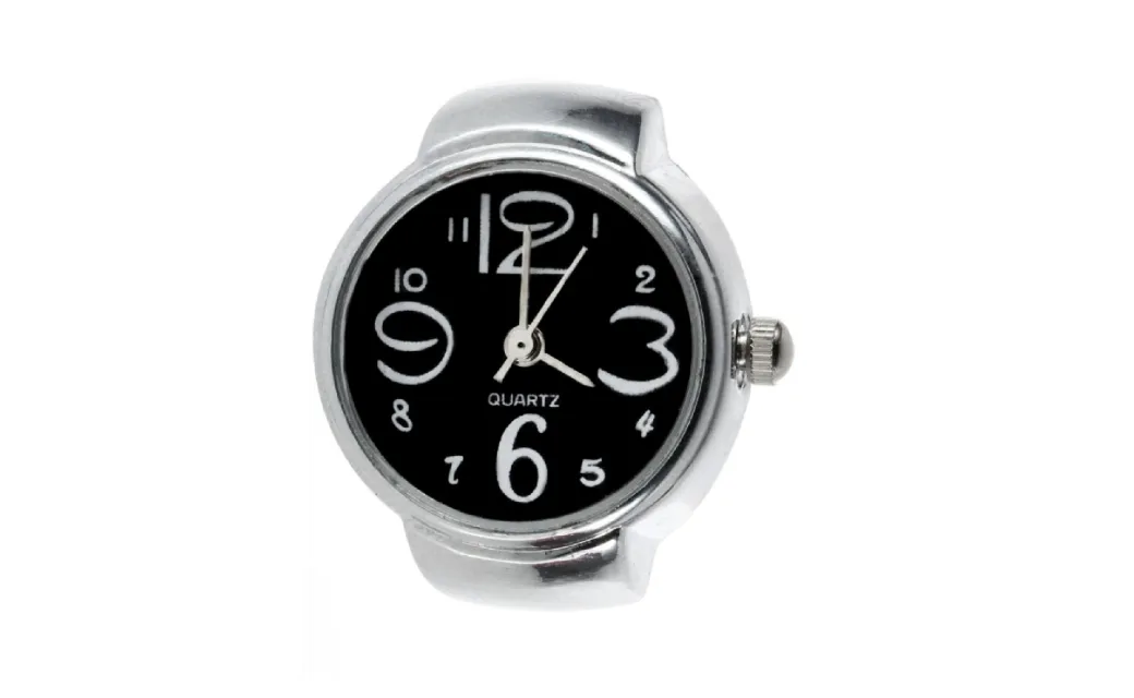Fashion Creative Steel Round Elastic Quartz Finger Ring Watch