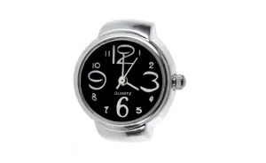 Fashion Creative Steel Round Elastic Quartz Finger Ring Watch