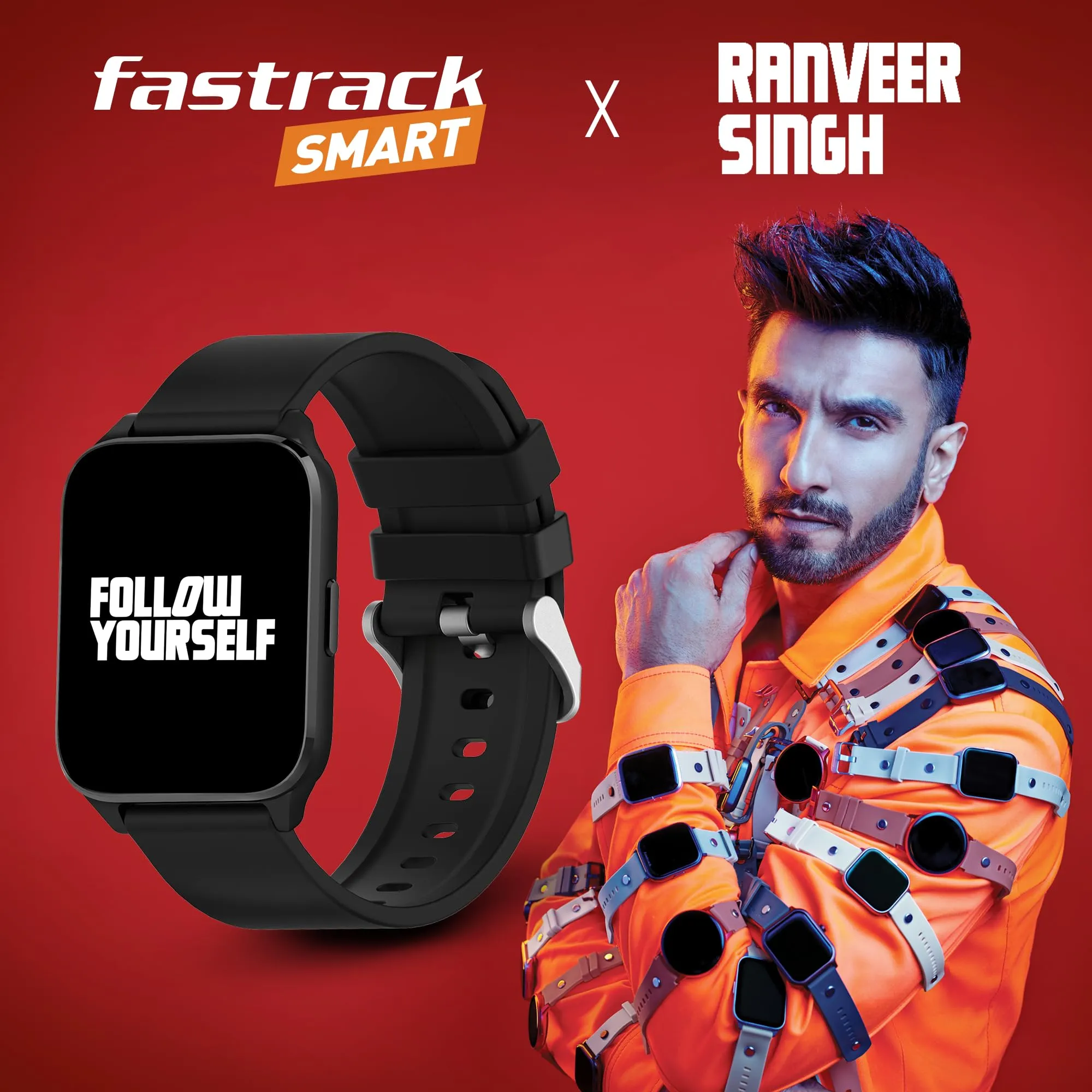 Fastrack Reflex Beat  1.69” UltraVU Display|500 Nits Brightness|60 Sports Modes|24 * 7 Heart Rate Monitor|SpO2 Monitor|Sleep Tracker|IP68 Water Resistant|Music & Camera Control