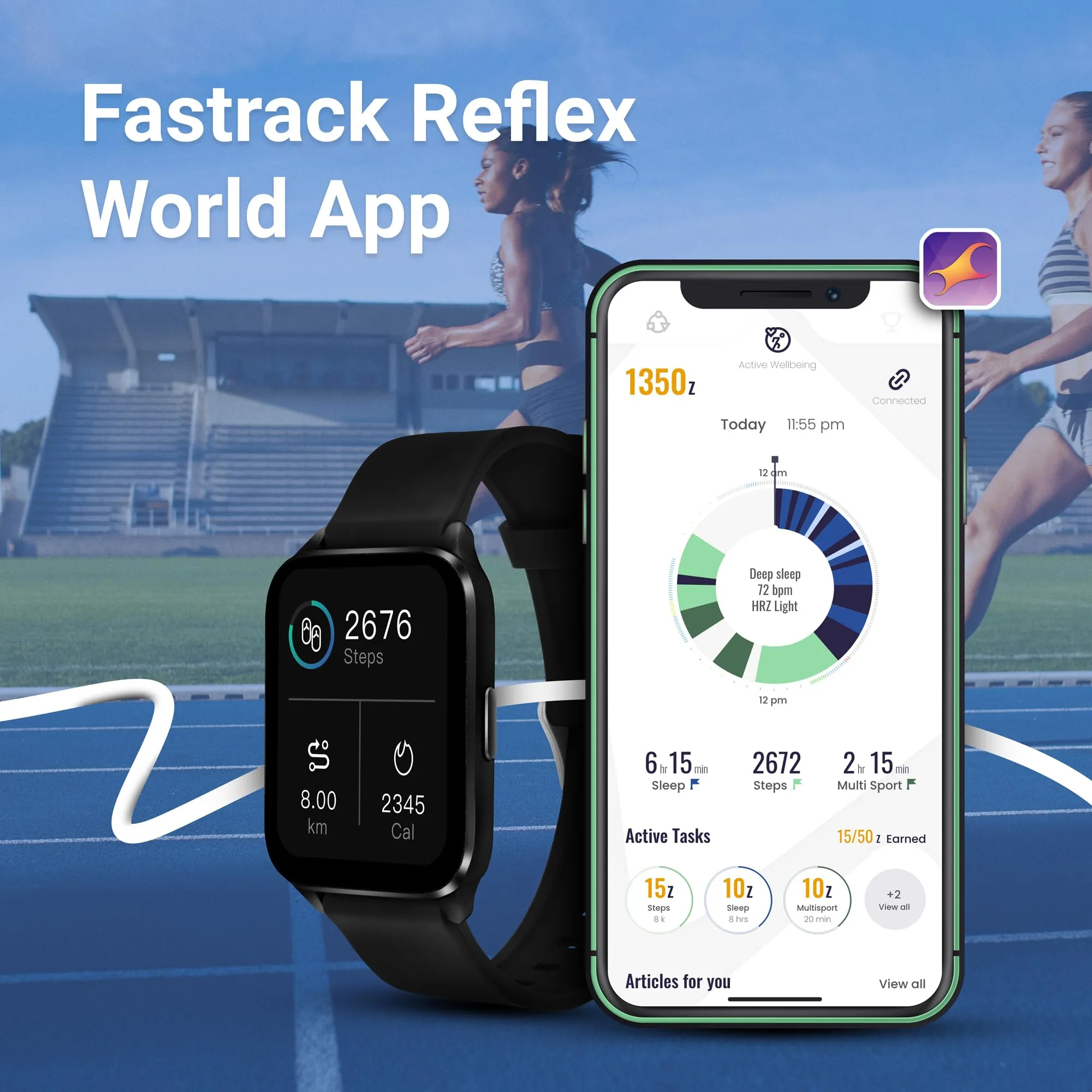 Fastrack Reflex Beat  1.69” UltraVU Display|500 Nits Brightness|60 Sports Modes|24 * 7 Heart Rate Monitor|SpO2 Monitor|Sleep Tracker|IP68 Water Resistant|Music & Camera Control