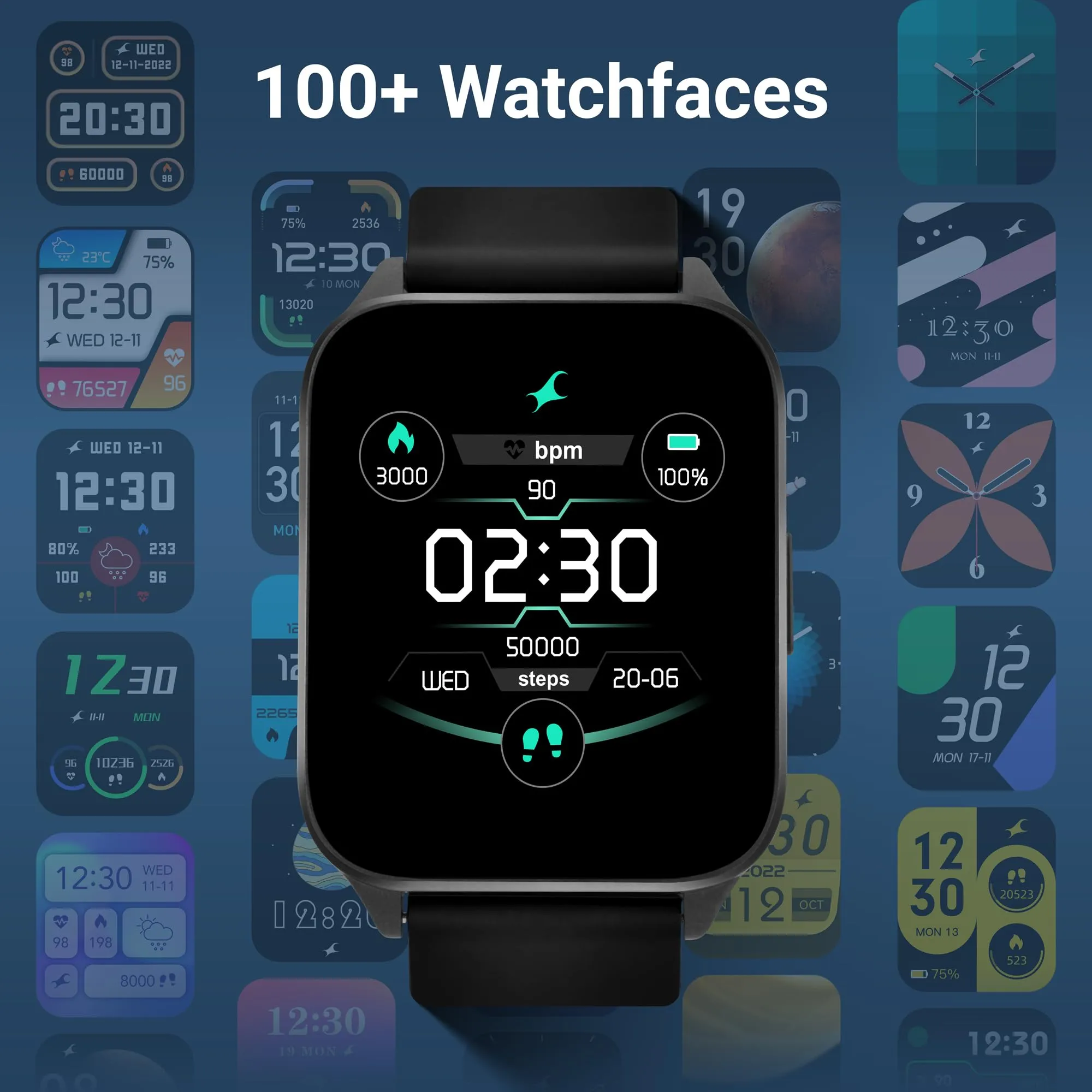 Fastrack Reflex Beat  1.69” UltraVU Display|500 Nits Brightness|60 Sports Modes|24 * 7 Heart Rate Monitor|SpO2 Monitor|Sleep Tracker|IP68 Water Resistant|Music & Camera Control