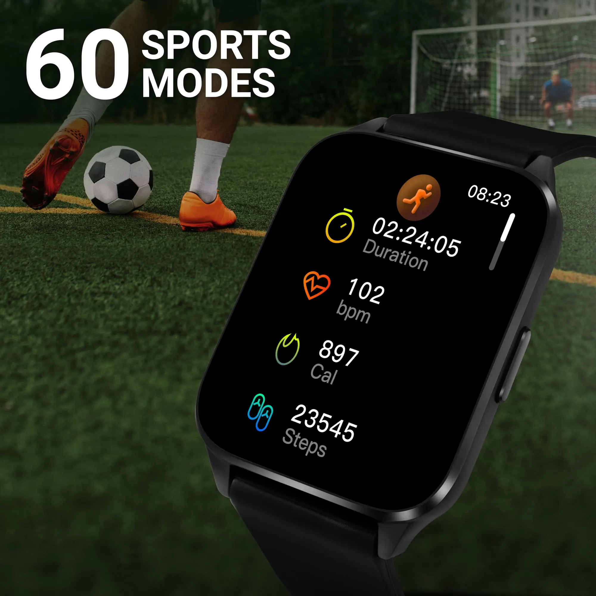 Fastrack Reflex Beat  1.69” UltraVU Display|500 Nits Brightness|60 Sports Modes|24 * 7 Heart Rate Monitor|SpO2 Monitor|Sleep Tracker|IP68 Water Resistant|Music & Camera Control