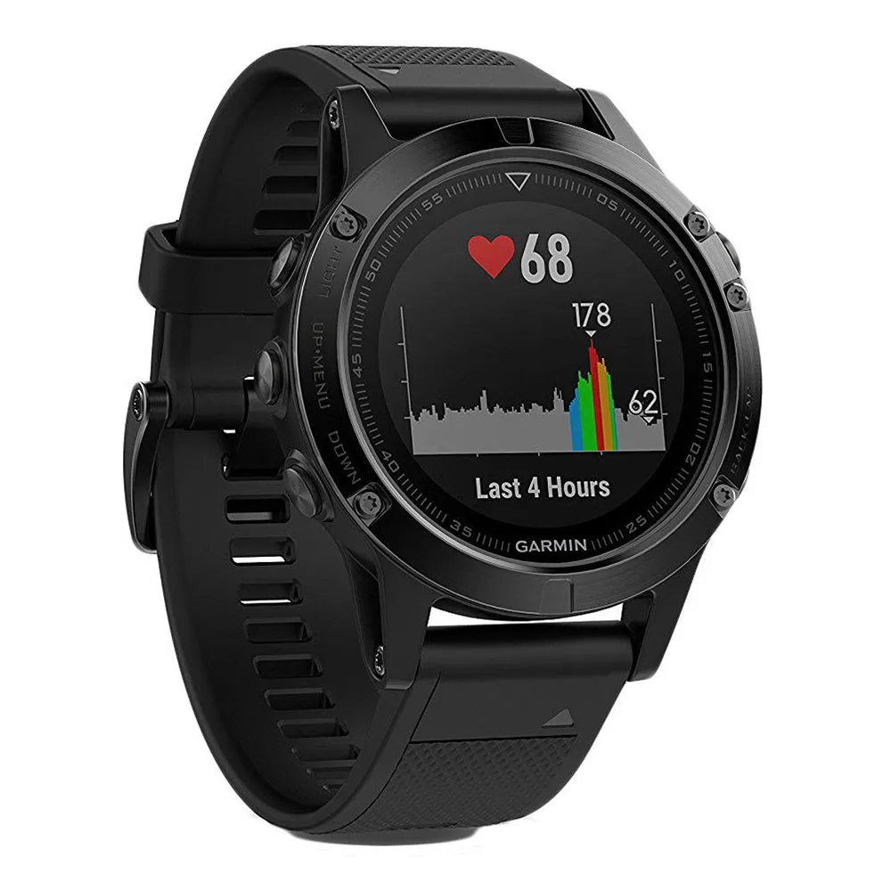 Garmin fenix Black Silicone/Black Heart Rate Tech GPS Smart Watch - 010-01688-31