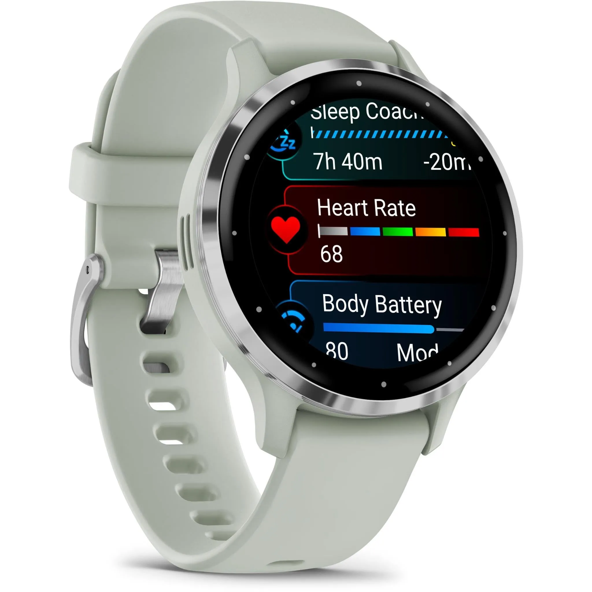 Garmin Venu 3S Silver Stainless Steel Bezel with Sage Grey Case and Silicon Band (AU Version)