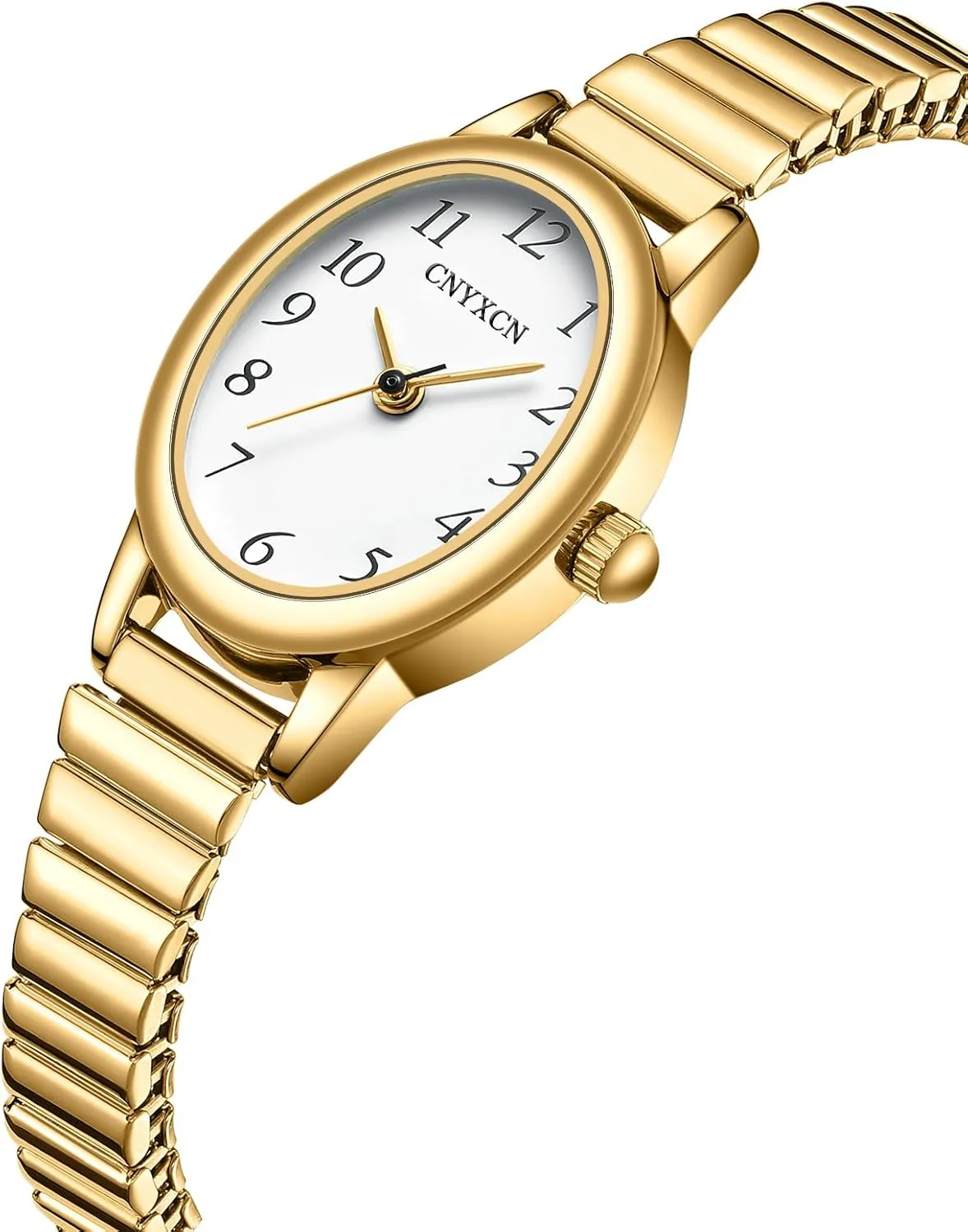 Gold Watches for Women,Easy Reading Analog Watch with Stainless Steel Expansion Band,Water Resistant
