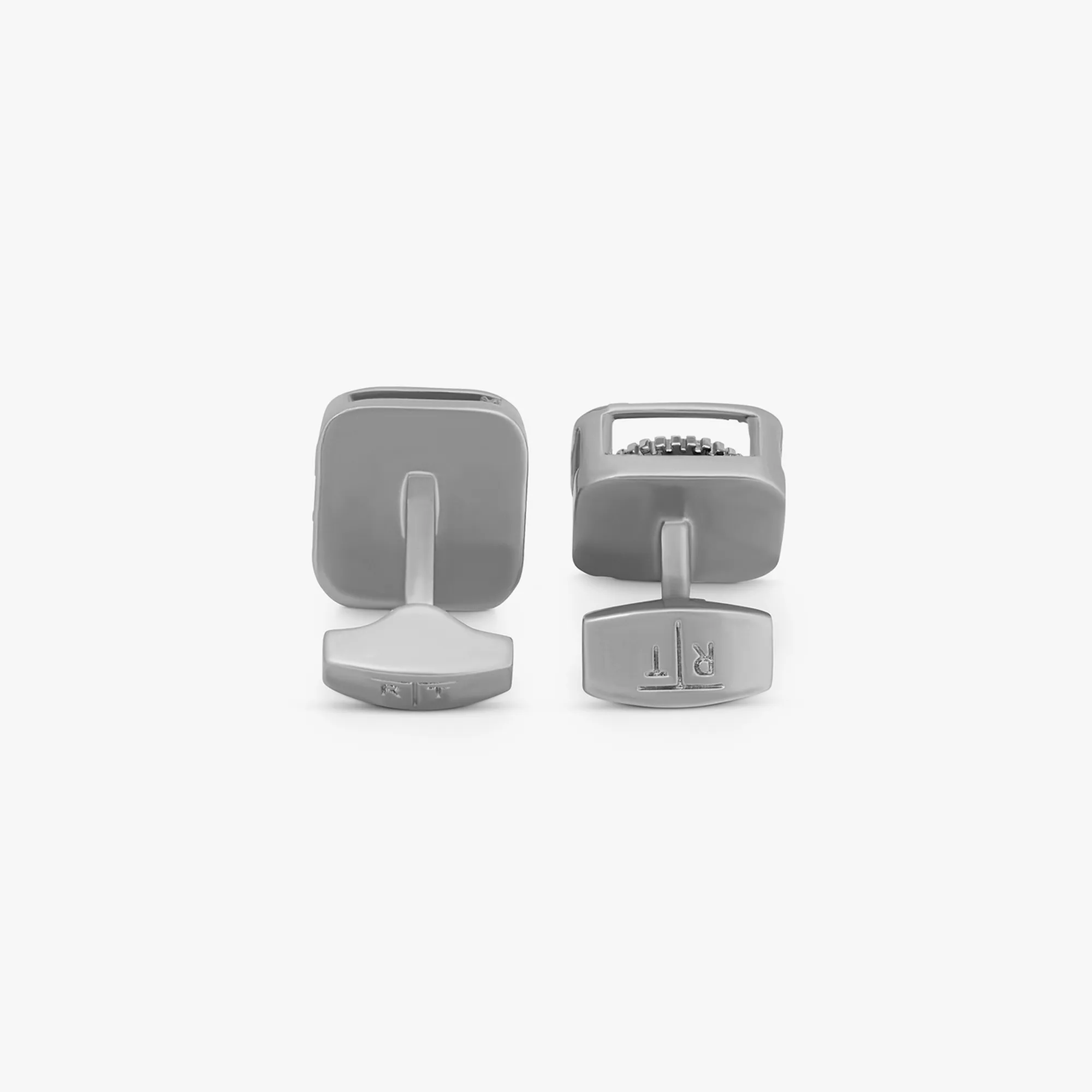 Grey White Bronze Plated Quattro Gear Cufflinks