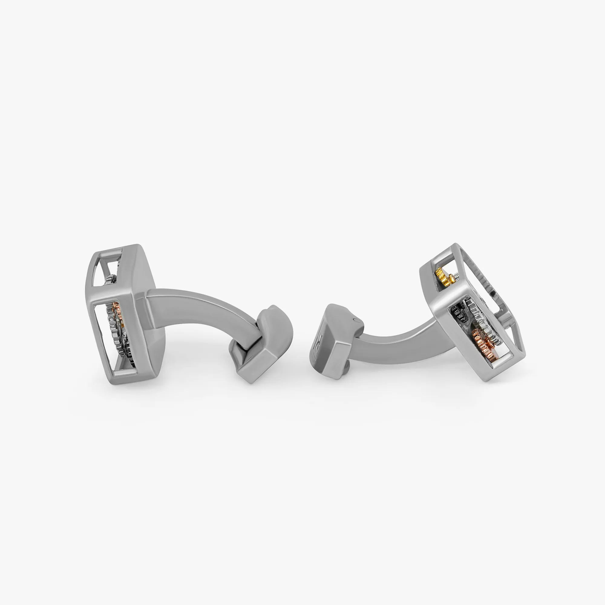 Grey White Bronze Plated Quattro Gear Cufflinks