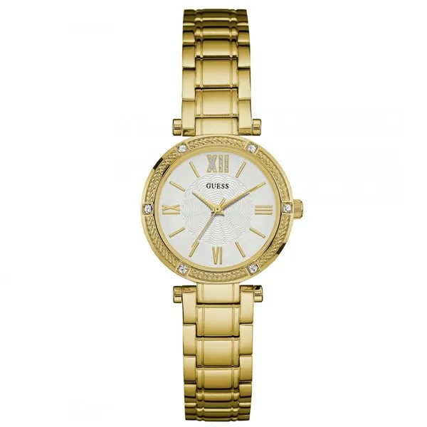 Guess Park Ave Gold Stainless Steel Silver Dial Quartz Watch for Ladies - W0767L2