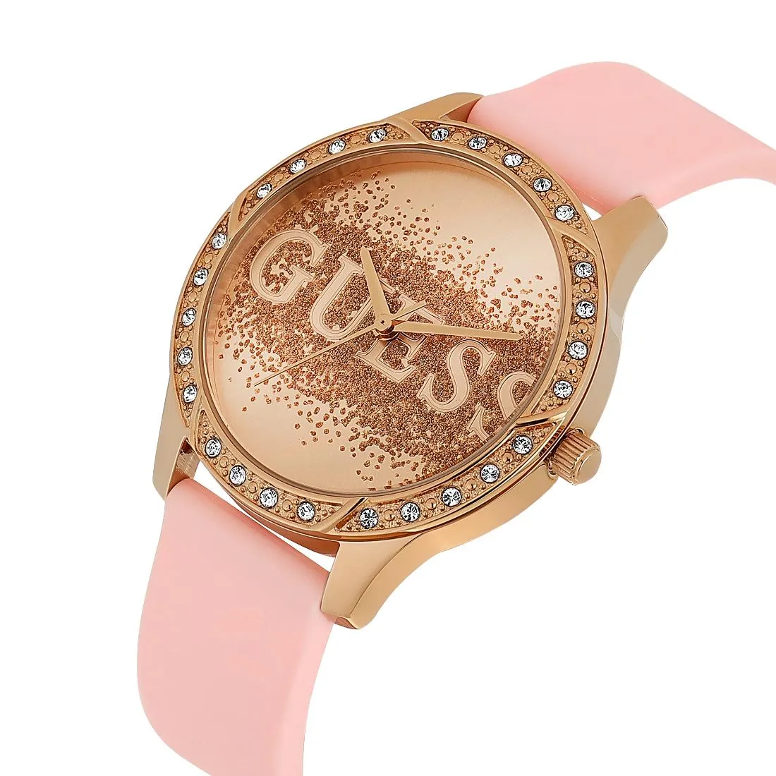 Guess Women 38.5 mm Rose Gold Dial Analog Watch- U1403L2M