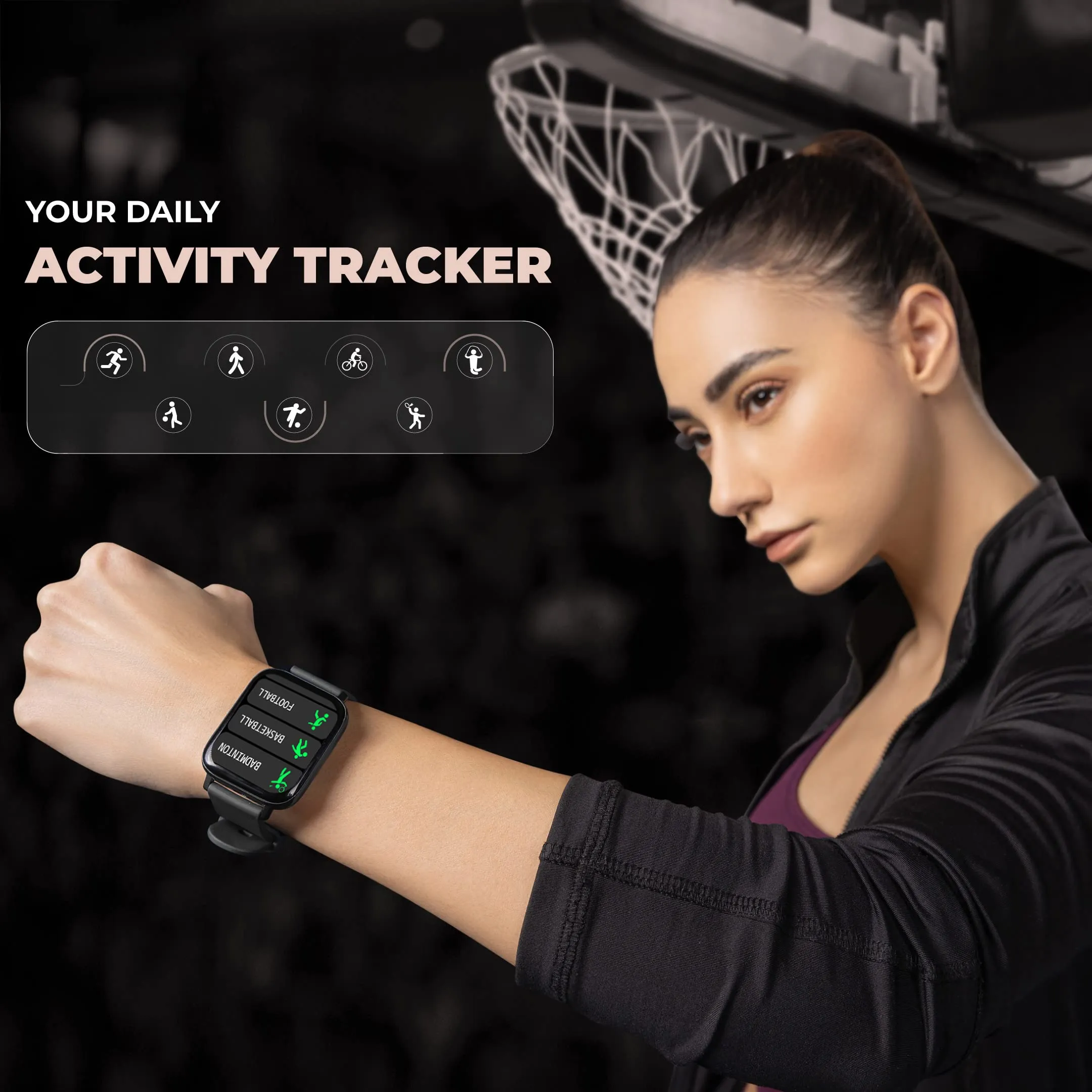 HAMMER Pulse 3.0 Bluetooth Calling Smart Watch with IP67 Rating & 1.69" Large Display with SpO2 Monitoring, Full Touch Screen & Multiple Watch Faces with Camera & Music Control (Black)
