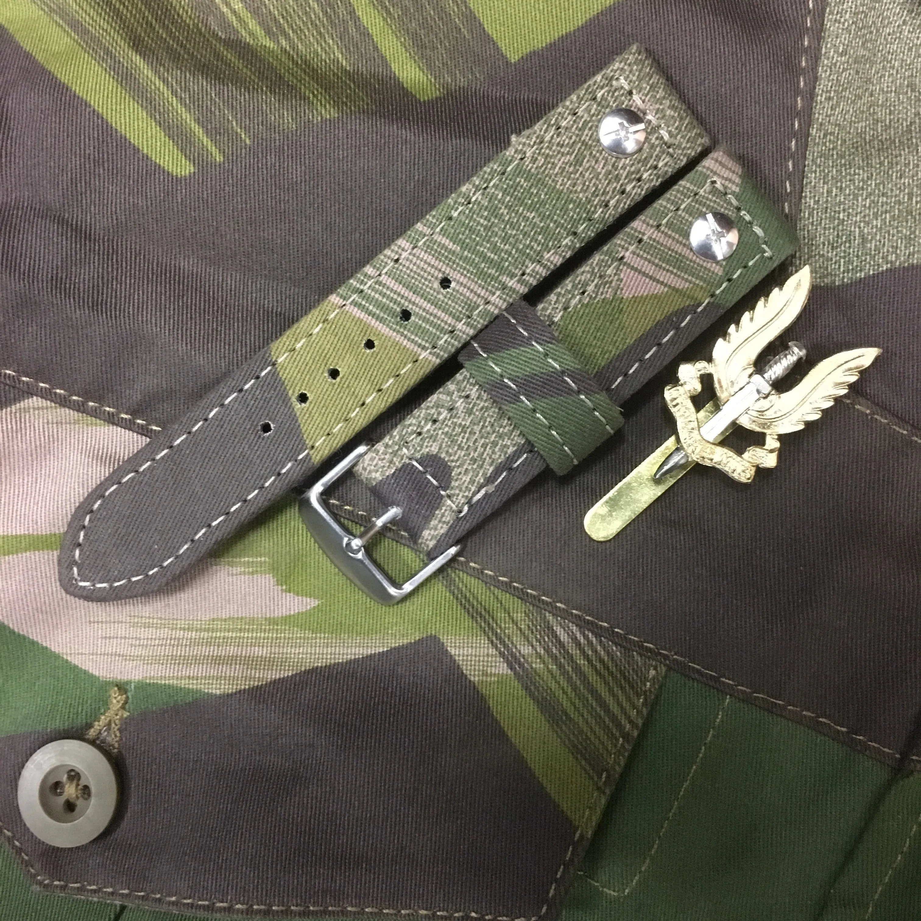 Hand-Made SAS/Para Camouflage Denison Two-Piece Watch Strap