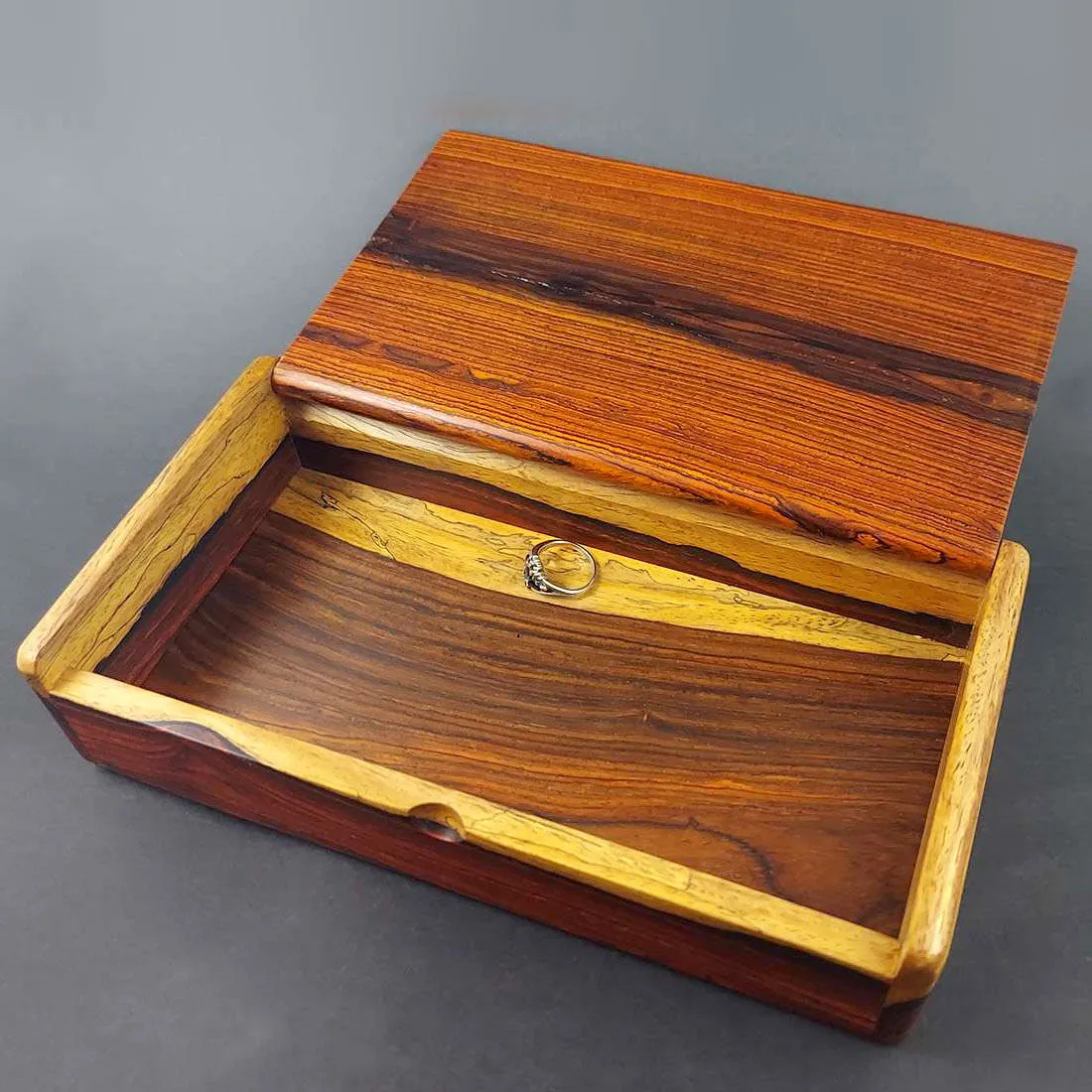Handcrafted cocobolo wood desktop box