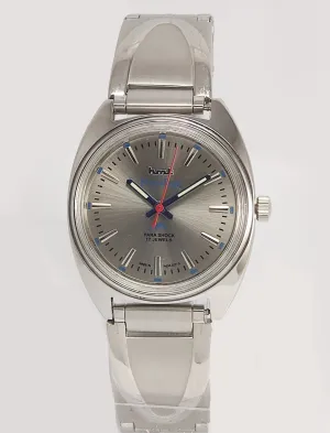 HMT Himalaya Para Shock 17 Jewels Radium Hands Gray Dial Transparent Back Mechanical Hand winding Men's Wrist Watch