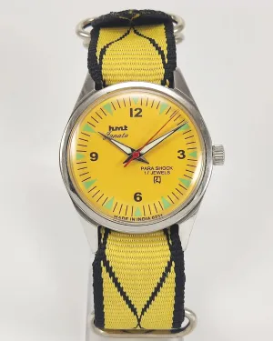 HMT Janata Para Shock 17 Jewels Sun Yellow Dial Radium Hands Mechanical Hand winding Men's Wrist Watch