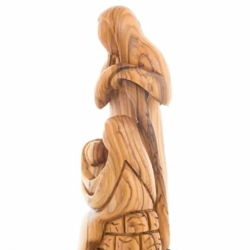 Holy Family Sculpture,  9.6" Abstract Hand Carved Olive Wood