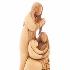 Holy Family Sculpture,  9.6" Abstract Hand Carved Olive Wood