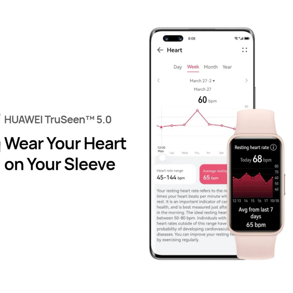 Huawei Band 8 ASK-B19 Sakura Pink Durable Polymer Case With Sakura Pink Silicone Strap