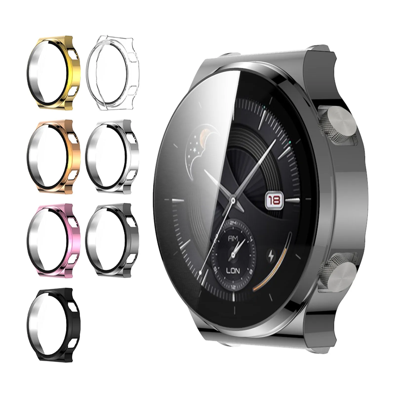 HUAWEI WATCH GT 2 Pro Plating Case With HD Tempered Glass Screen Protector - Grey