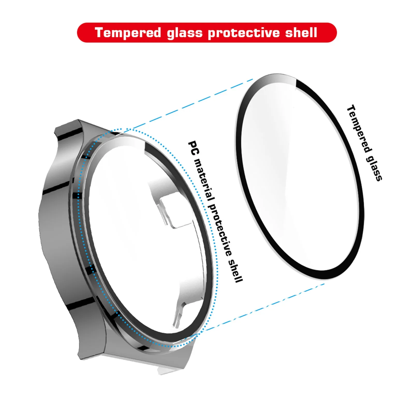 HUAWEI WATCH GT 2 Pro Plating Case With HD Tempered Glass Screen Protector - Grey