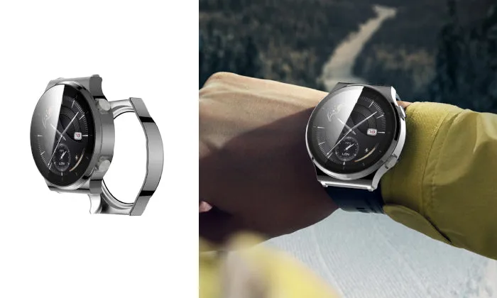 HUAWEI WATCH GT 2 Pro Plating Case With HD Tempered Glass Screen Protector - Grey