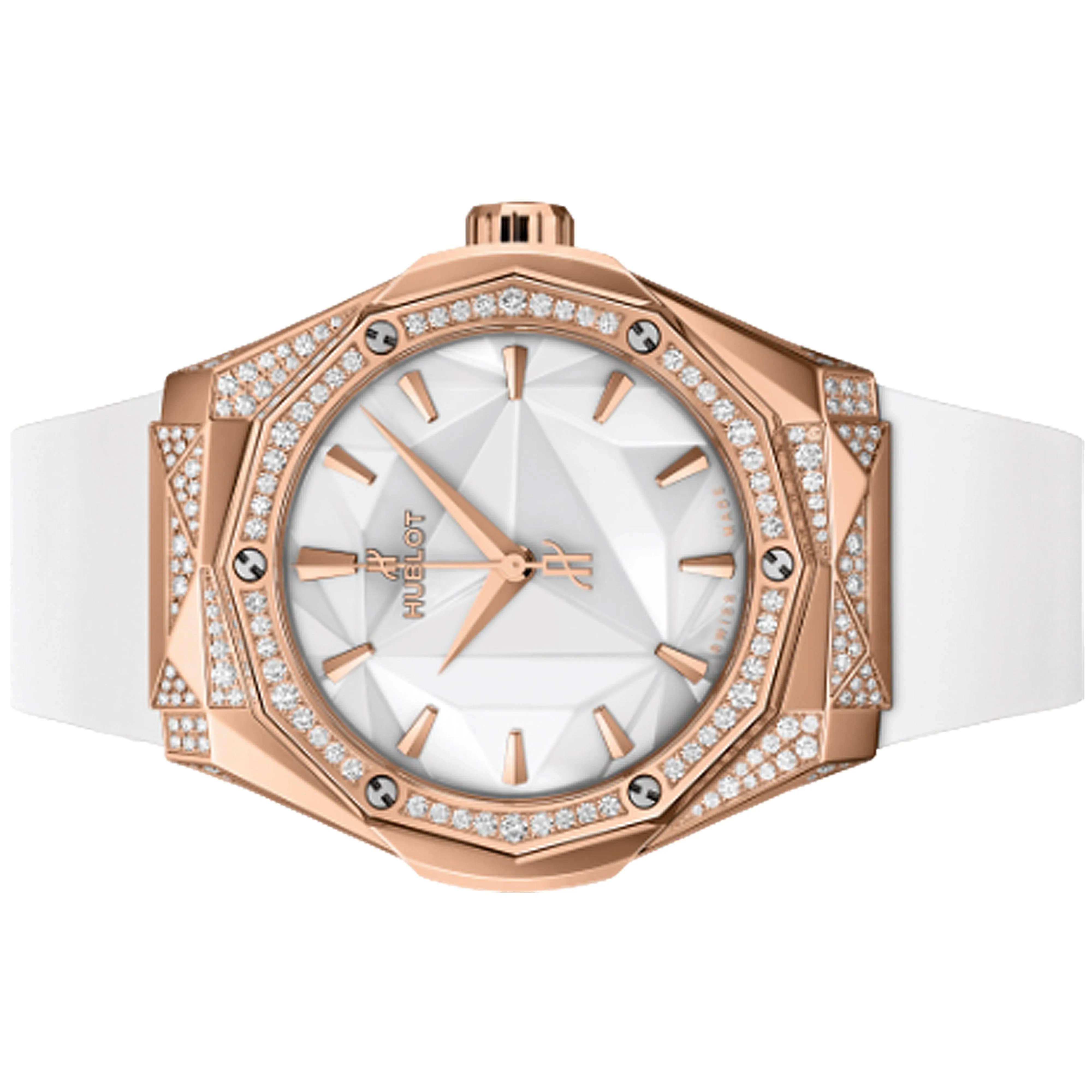 Hublot Classic Fusion Orlinski King Gold White Alternative Pavé 40mm 550.OS.2200.RW.1804.ORL20 Faceted White Dial, Worn