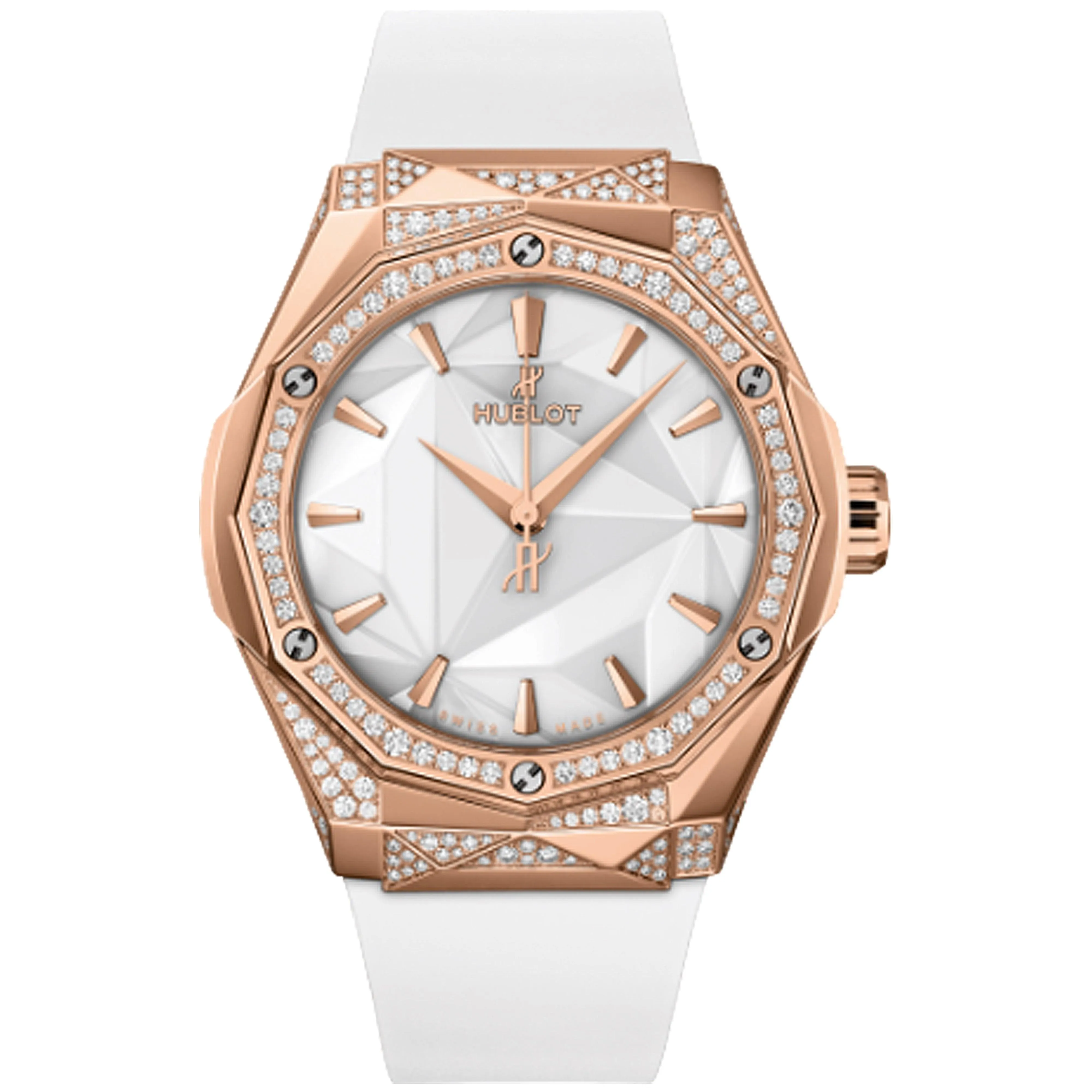Hublot Classic Fusion Orlinski King Gold White Alternative Pavé 40mm 550.OS.2200.RW.1804.ORL20 Faceted White Dial, Worn
