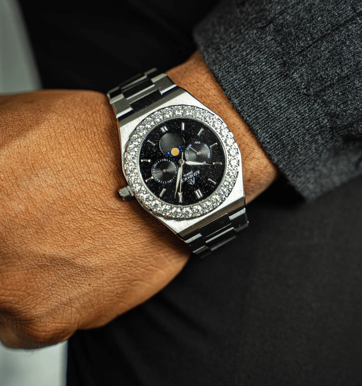 Iced diamond bezel transporter - plain straps