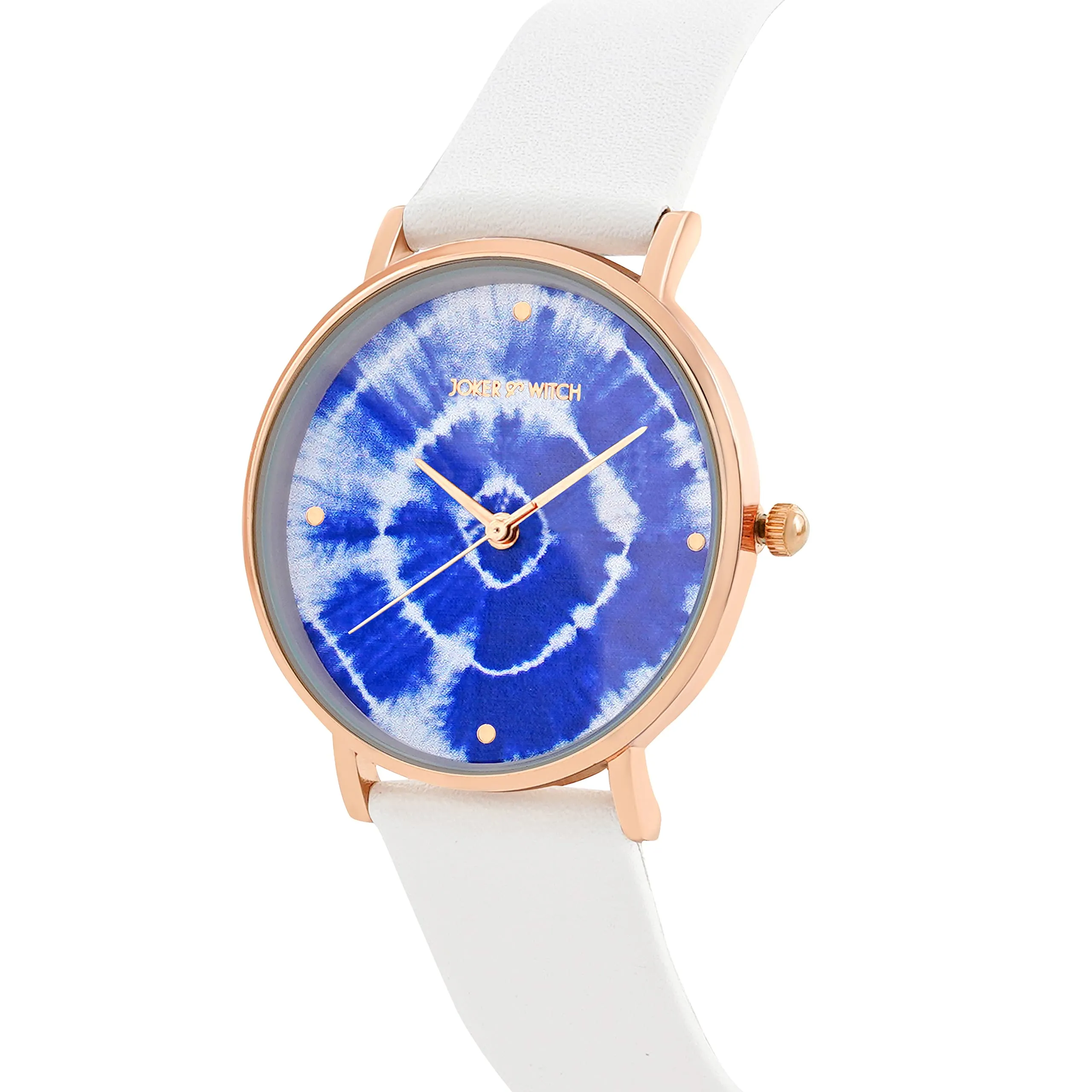 Indigo Tie- Dye White PU Strap Watch