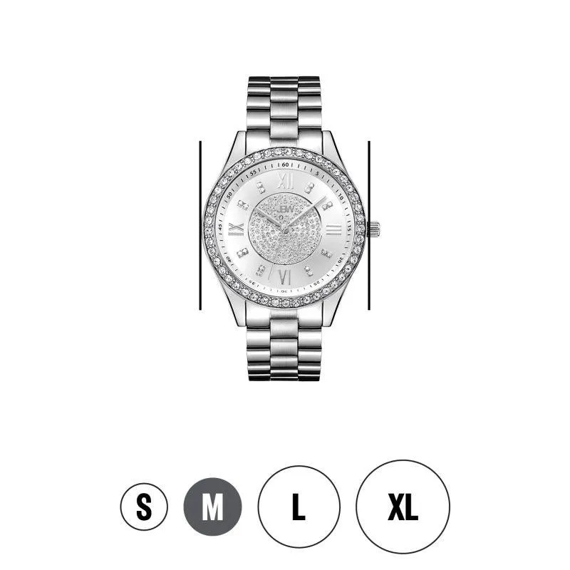 JBW Women's Mondrian Stainless Steel Watch and Bracelet Jewelry Set - 0.16 ctw Diamond - Silver - J6303
