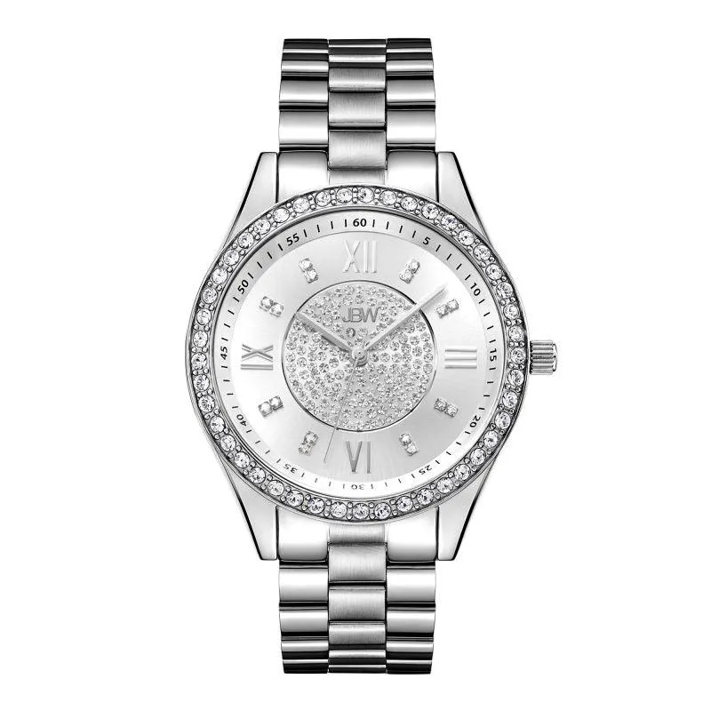 JBW Women's Mondrian Stainless Steel Watch and Bracelet Jewelry Set - 0.16 ctw Diamond - Silver - J6303