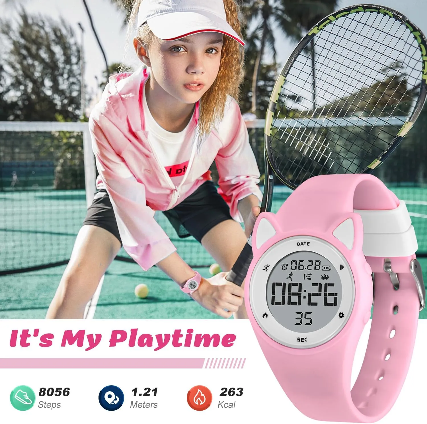 Kids Digital Watches for Girls Boys, Sports Watch with Fitness Tracker, Pedometer, Alarm Clocks, Stopwatch, No App Needed & Waterproof Kids Watch, Gift for Teens Girls Boys Ages 5-14