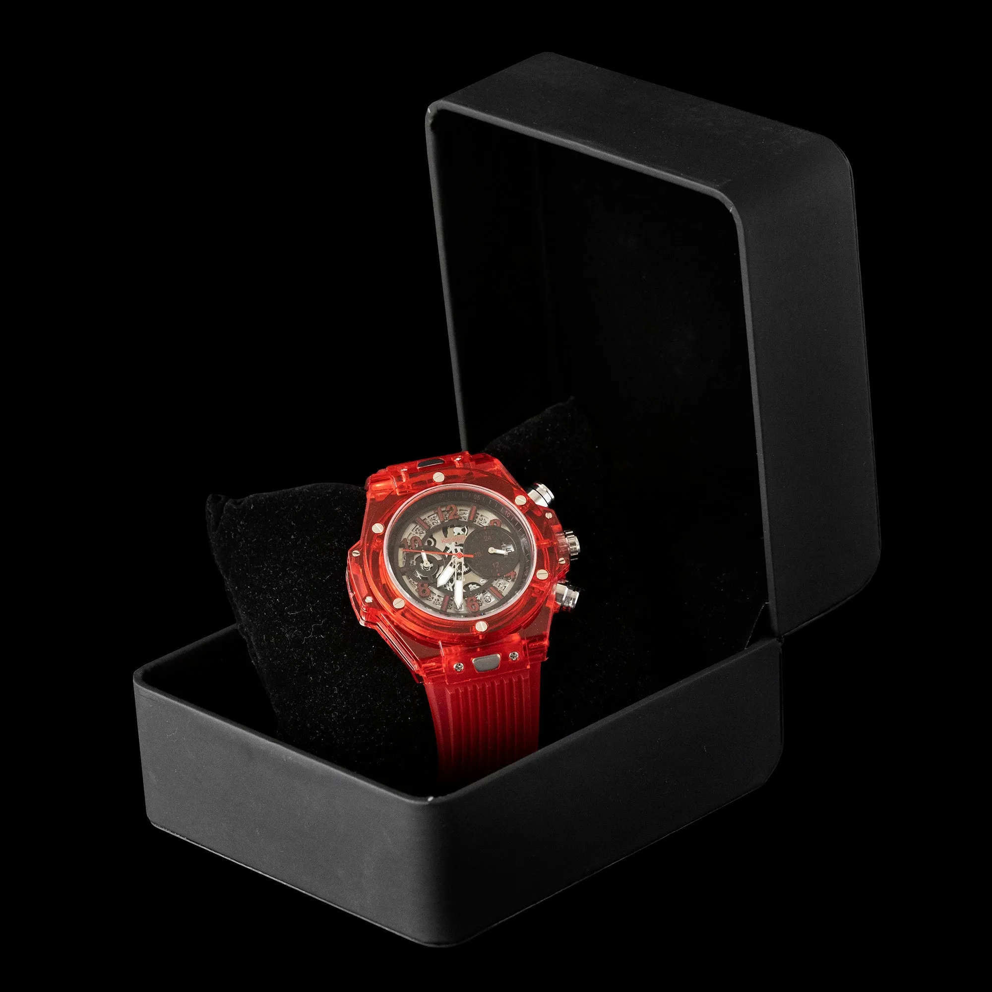 Kimsdun - Red “Skeletonised” Sports Watch