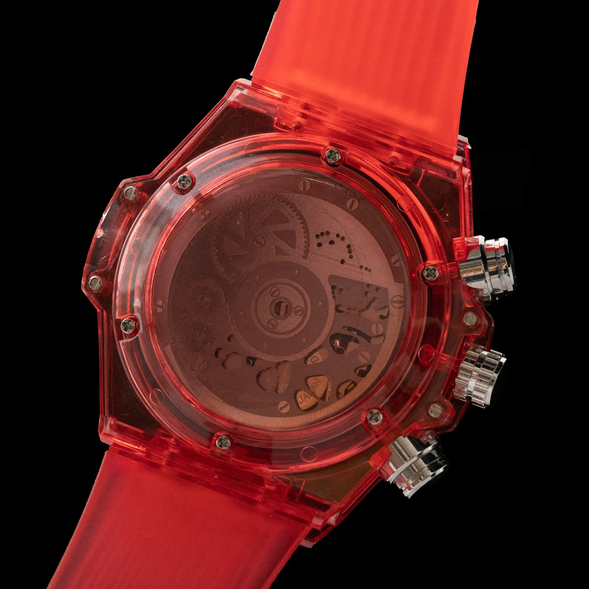 Kimsdun - Red “Skeletonised” Sports Watch