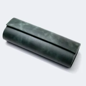 Leather Travel Watch Case - Emerald - Quad Watch Roll