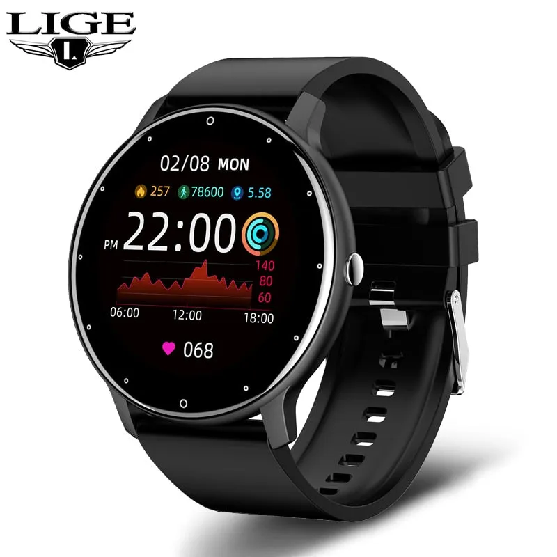 LIGE 2022 New Smart Watch Men Full Touch Screen Sport Fitness Watch IP67 Waterproof Bluetooth For Android ios smartwatch Men box