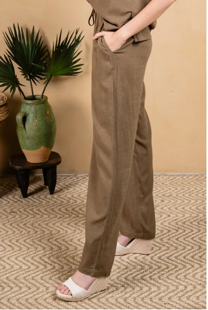 Linen Blend Wide Leg Pant