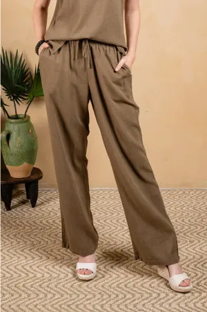 Linen Blend Wide Leg Pant