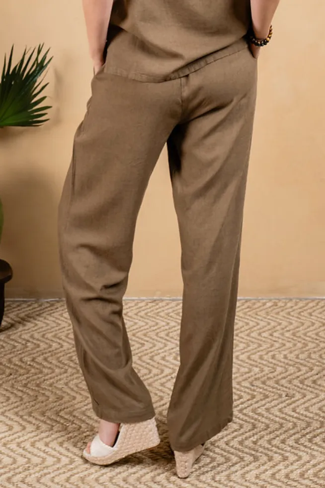 Linen Blend Wide Leg Pant