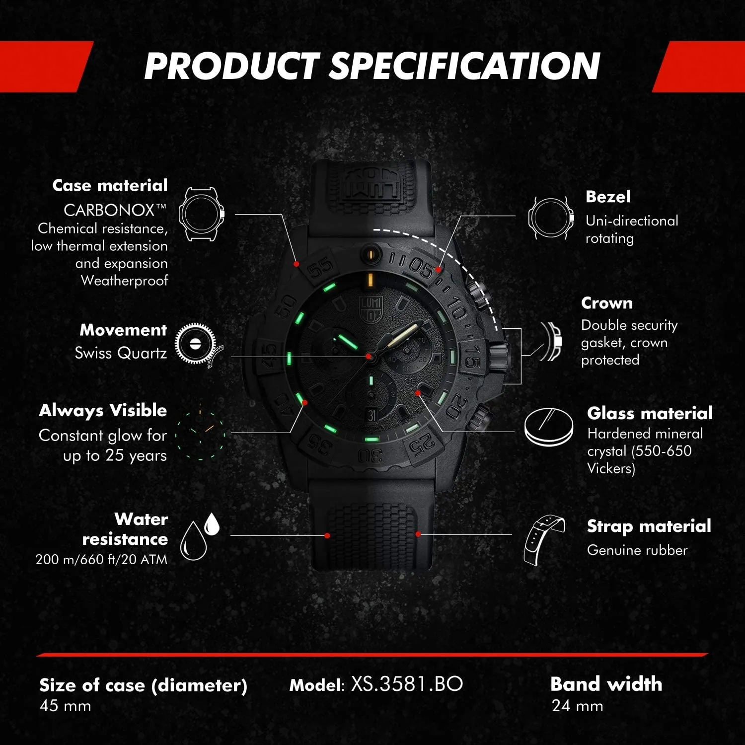 Luminox Men's Navy Seal Chronograph Black Out Analog Military Dive Watch
