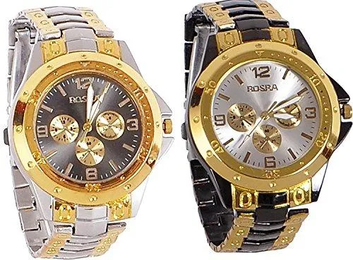 Maan International Combo Of 2 Analogue Multicolor Dial Mens And Boys Watch-M-Combo-S.Black.Rosra Rosar0904
