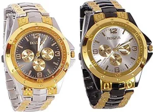 Maan International Combo Of 2 Analogue Multicolor Dial Mens And Boys Watch-M-Combo-S.Black.Rosra Rosar0904