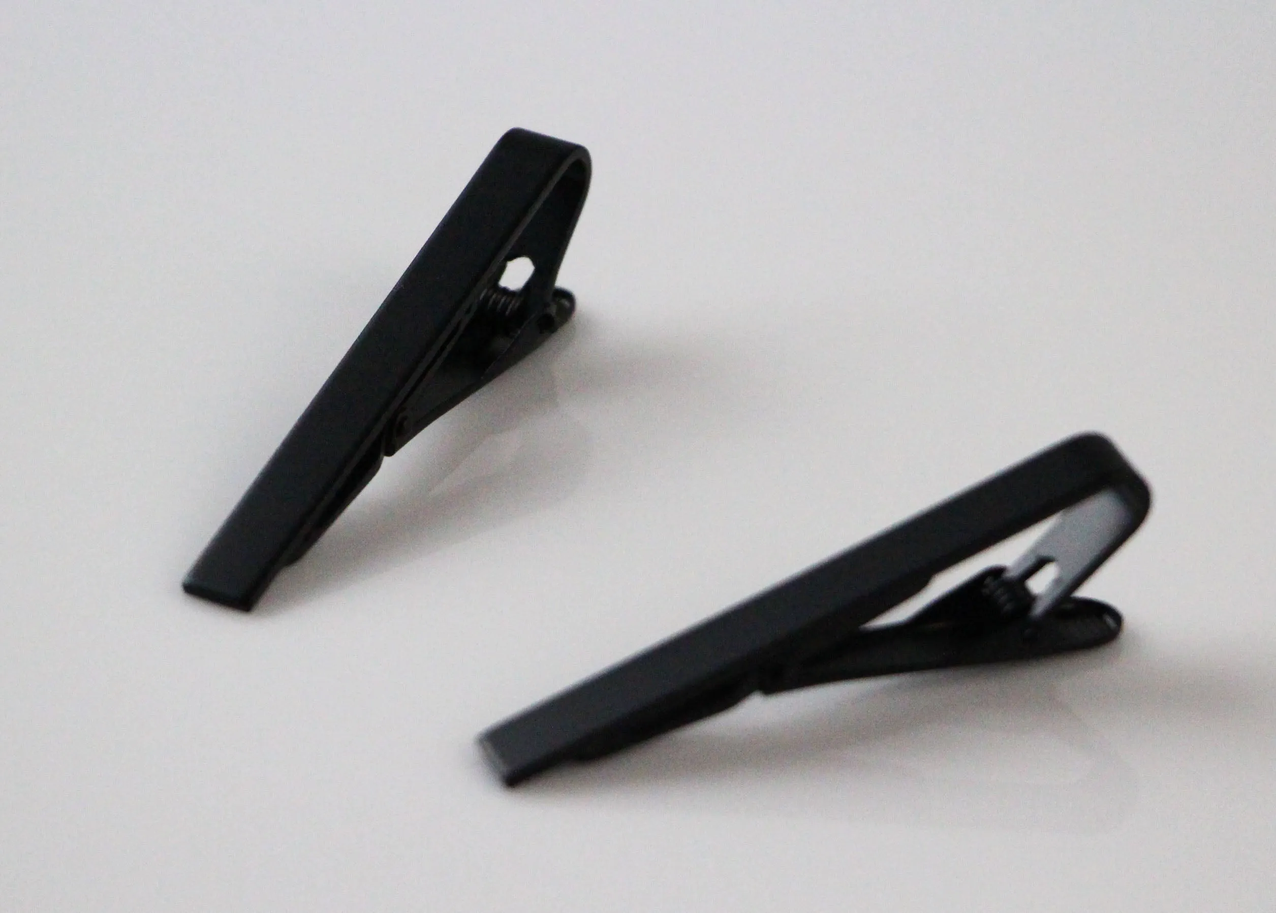 Mens Black Elegant Plain Tie Clip Clasp